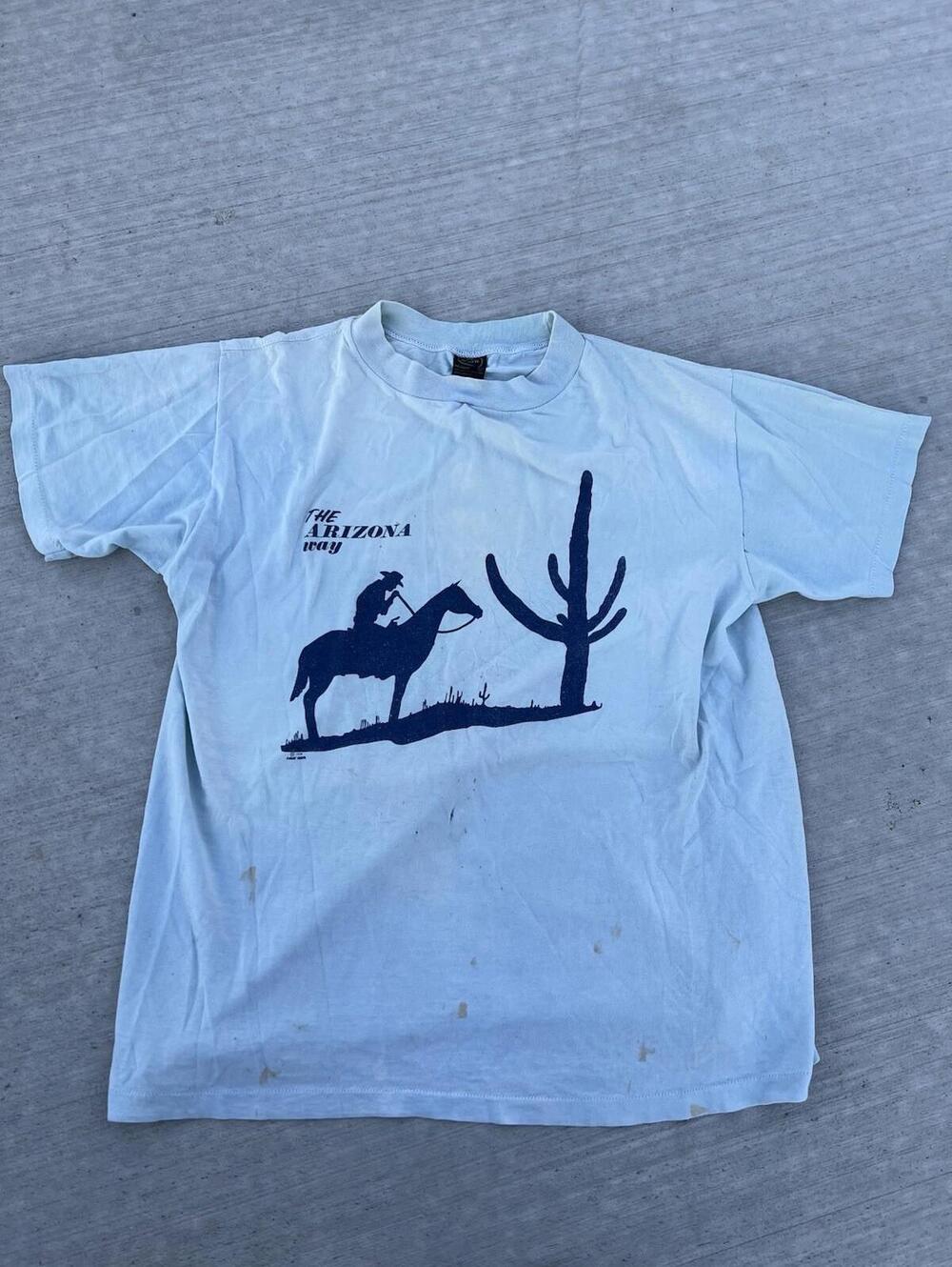 Vintage 70s Cowboy Arizona Wildlife Graphic T shirt Single Stitch Anvil XL 1978